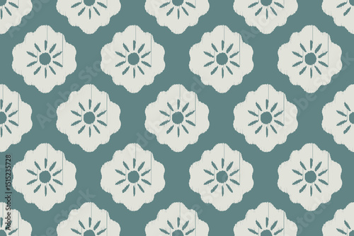 Ikat abstract background art. Ethnic tribal, boho seamless wallpaper. Motif ethnic, handmade, beautiful Ikat art. Ethnic abstract floral background art. Ideal for rugs, wallpapers, throws, and fabrics