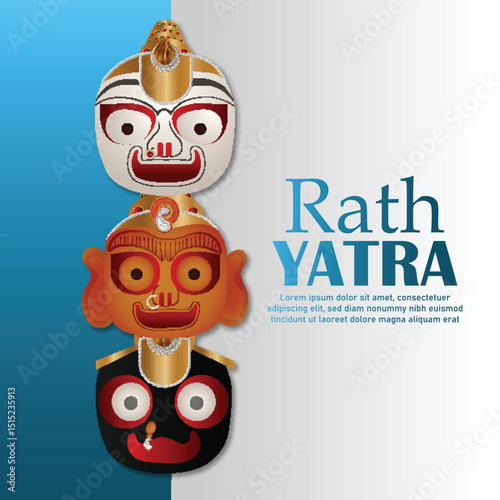 Lord jagannath balabhadra and subhadra vector illustration for happy rath yatra