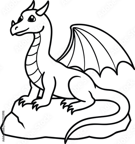 Adorable Cartoon Dragon Line Drawing for Fun Kids’ Coloring and Activity Pages