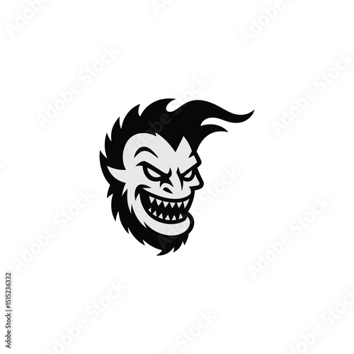 Aggressive Flame Monster Logo – Modern Black Silhouette Graphic Design