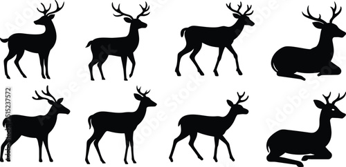 Deer Silhouette Illustration Pack – Minimalist Wildlife Clipart