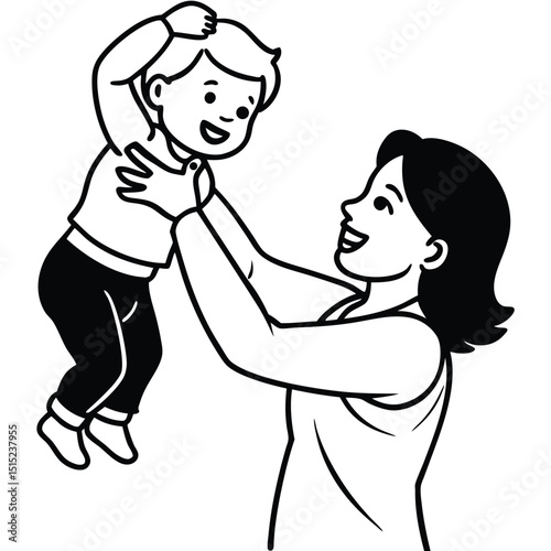set-of-mother-having-fun-with-her-child-vector-ill.eps