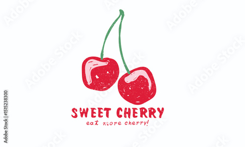 Cherry sweet. Love cherry artwork. Cherry fruit print. Nature fruit club print design.