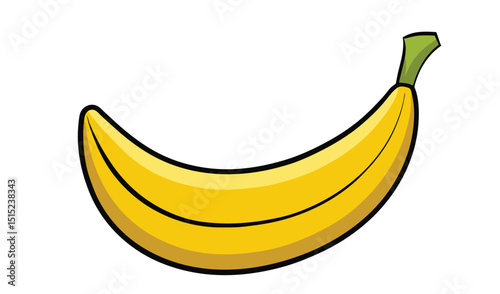 Cartoon yellow banana fruit isolated on white background