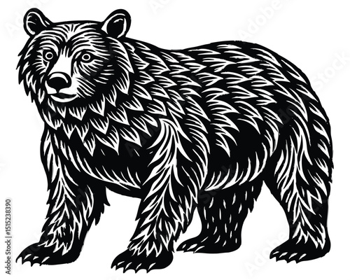 Hand-drawn vector illustration of a cute wild bear, perfect for animal and nature-themed designs