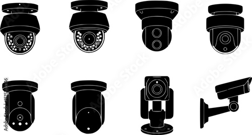 set of black cameras