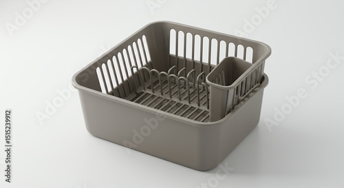 Gray plastic dish drainer for kitchen utensils