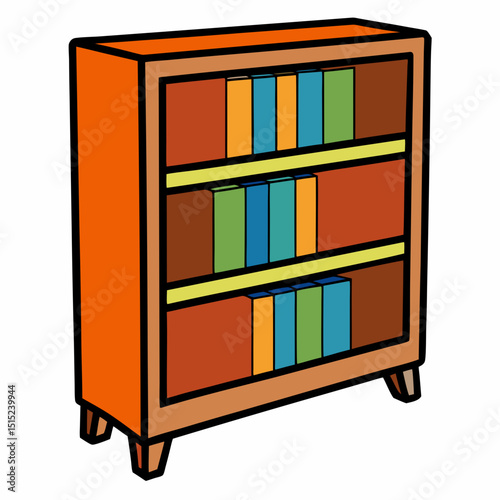 wooden bookcase with books