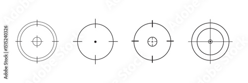 Target aim set. Sniper target aim shoot icon collection. Target cursor icon. Goal icon isolated on white background.