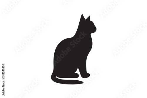Cat silhouette on white background.01