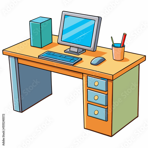 office desk with computer