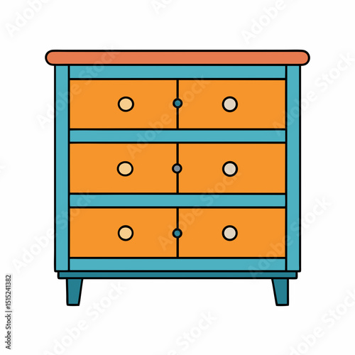 wooden chest of drawers isolated