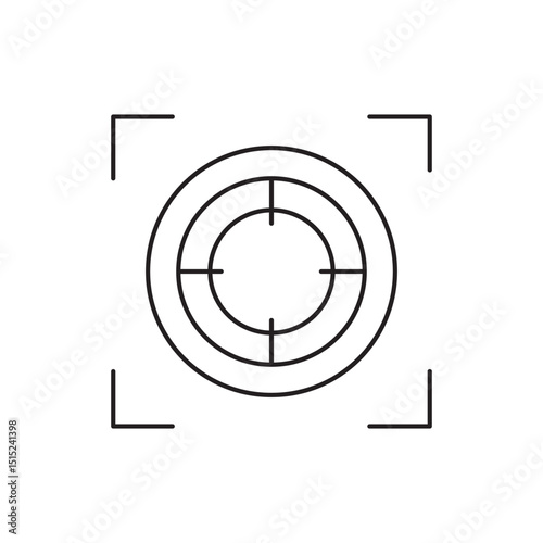 Camera focus frame line icon. Simple outline style. Cross, digital lens, photo, center, goal, target concept symbol design. Vector illustration isolated on white background. EPS 10.