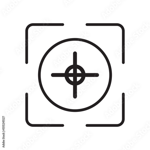 Camera focus frame line icon. Simple outline style. Cross, digital lens, photo, center, goal, target concept symbol design. Vector illustration isolated on white background. EPS 10.