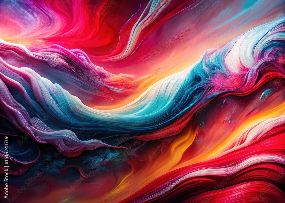 Obraz premium Abstract Red Pink Flowing Hues Digital Art - Modern Wall Art Print