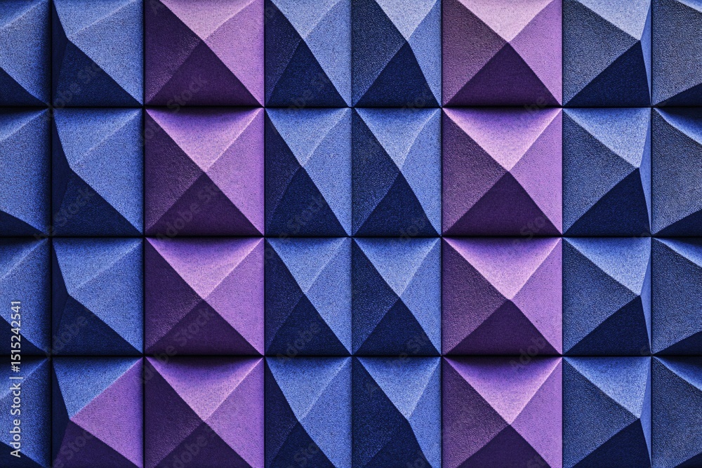 Fototapeta premium Textured acoustic foam panel in a pyramid pattern featuring blue