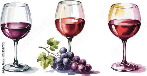 red wine and grapes Vectors illustrations
