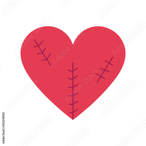 healing heart with stitches vector