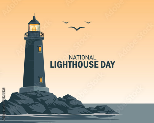 National lighthouse day design template for celebration. lighthouse design template. lighthouse vector illustration. national lighthouse day.