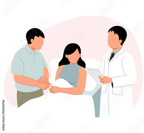 The doctor tells the couple the pregnancy test results