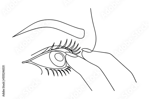 Woman applying eyelash extensions continuous line art