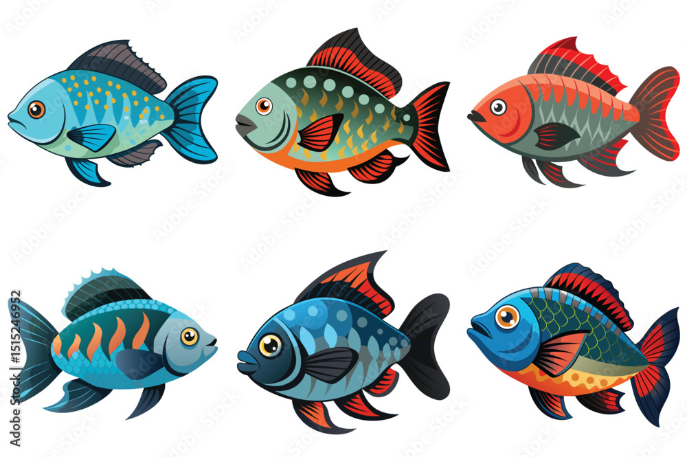 Fototapeta premium Gourami fish vector illustration isolated on white background.