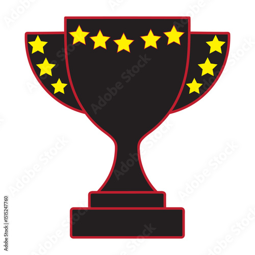 Illustration of a black cup with five yellow stars