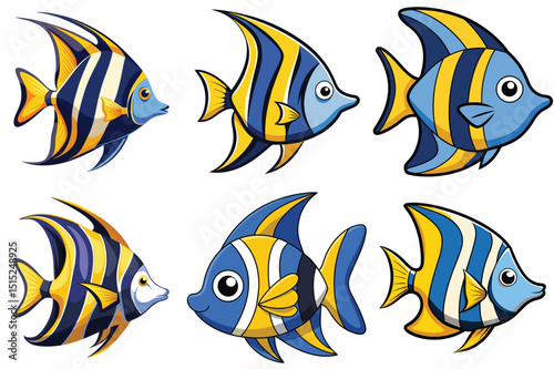 Angelfish vector illustration isolated on white background.