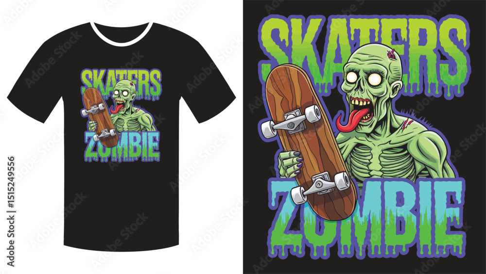 Fototapeta premium Skaters Zombie t shirt design