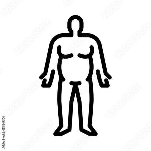 Obese male body outline icon. Fat Body type black line illustration.