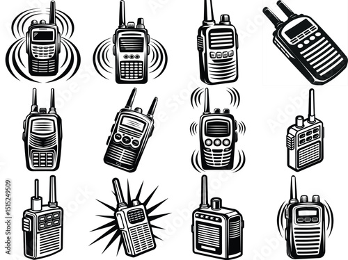 Walkie talkie silhouette vector illustration isolated on white background.