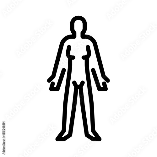 slim Female body outline icon. skinny Body type black line illustration.