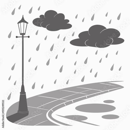 vector illustration of a rainy weather