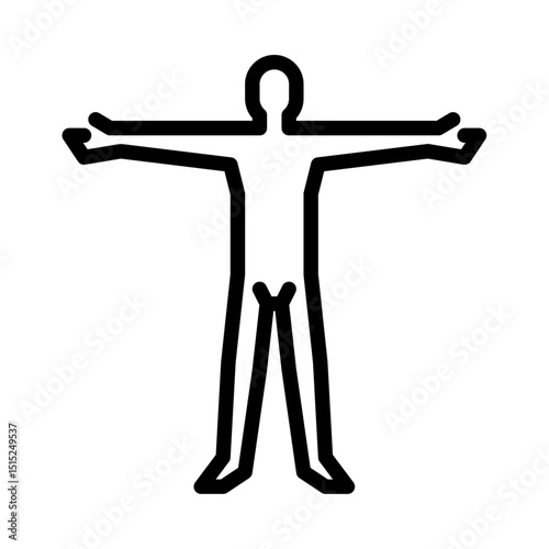 Skinny male body outline icon. Slim body type black line illustration.