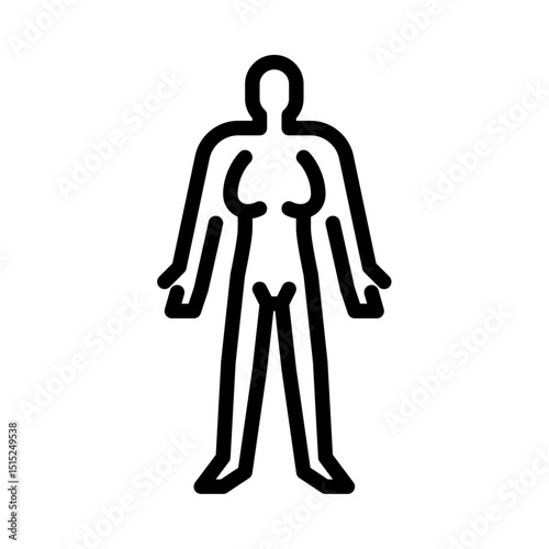 muscular female body outline icon. athletic Body type black line illustration.