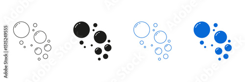 Bubble Circle Line And Solid Icon Set. Air And Water Bubble Symbol Collection. Isolated Vector Illustration