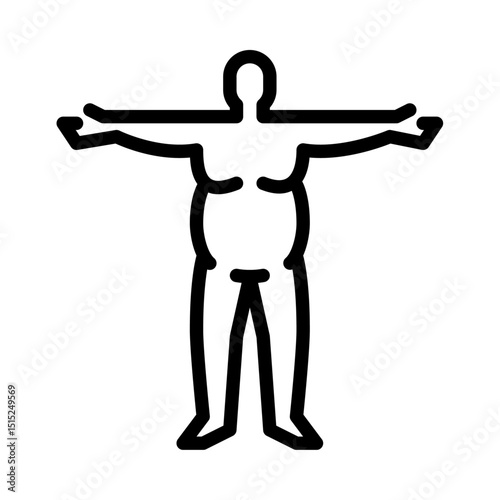 Obese male body outline icon. Fat Body type black line illustration.