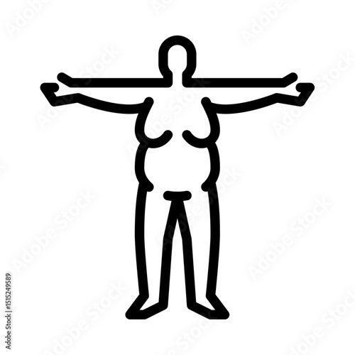 Obese female body outline icon. Fat Body type black line illustration.