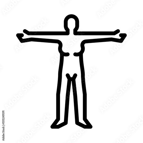 ideal female body outline icon. Body type black line illustration.