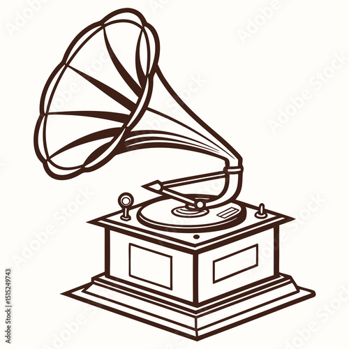 vintage gramophone isolated on white