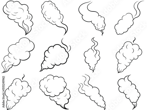 Smoke outline vector illustration isolated on white background.