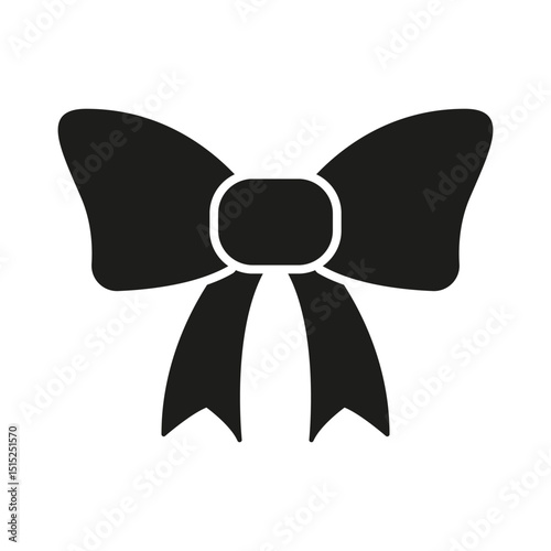 Black Bow Tie Solid Icon. Formal Attire, Decoration, And Gift Wrapping Silhouette Symbol. Fashion Accessory And Celebration Design Element. Isolated Vector Illustration