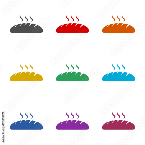 Fresh bread icon isolated on white background. Set icons colorful