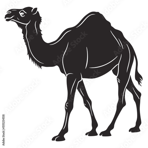 silhouette camel on white background