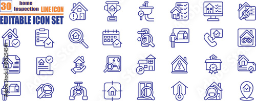 home Inspection icon collection set. Containing property, personal, location, buildings, housing, residential, apartment icon.