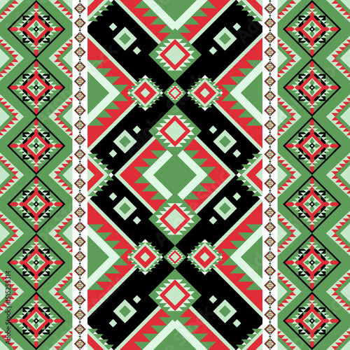 Native American Tribal Carpet Pattern Geometric Ethnic Fabric Tile Vector Illustration