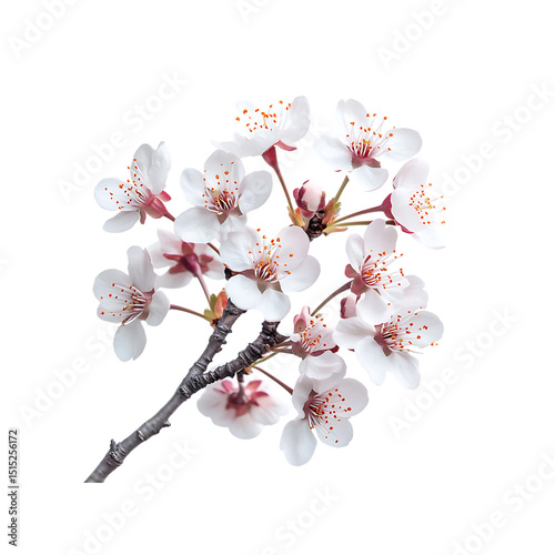 Cherry blossoms isolated on a transparent background, in a PNG format