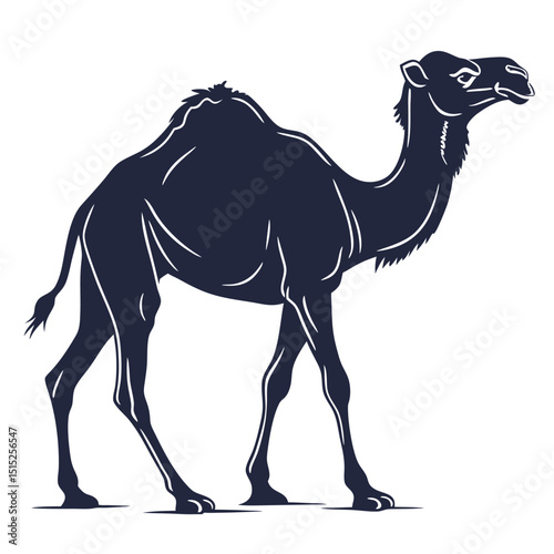 silhouette camel on white background