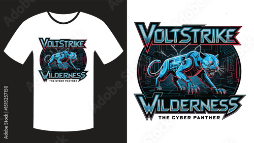Voltstrike The Cyber Panther t shirt design