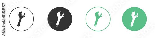 Adjustable wrench icon logo vector set. Graphic design elements